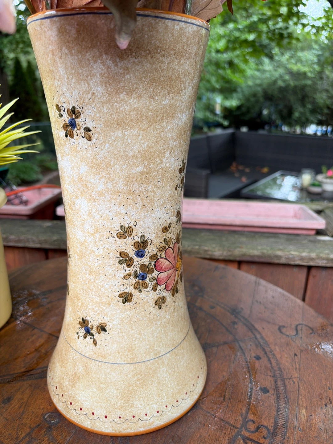 Vintage Hand-painted Ceramic Floral Vase from Italy - photo 3
