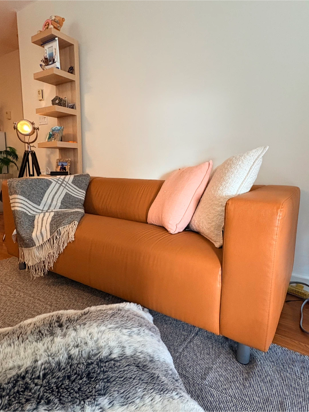 Tan Faux Leather Sofa - photo 2