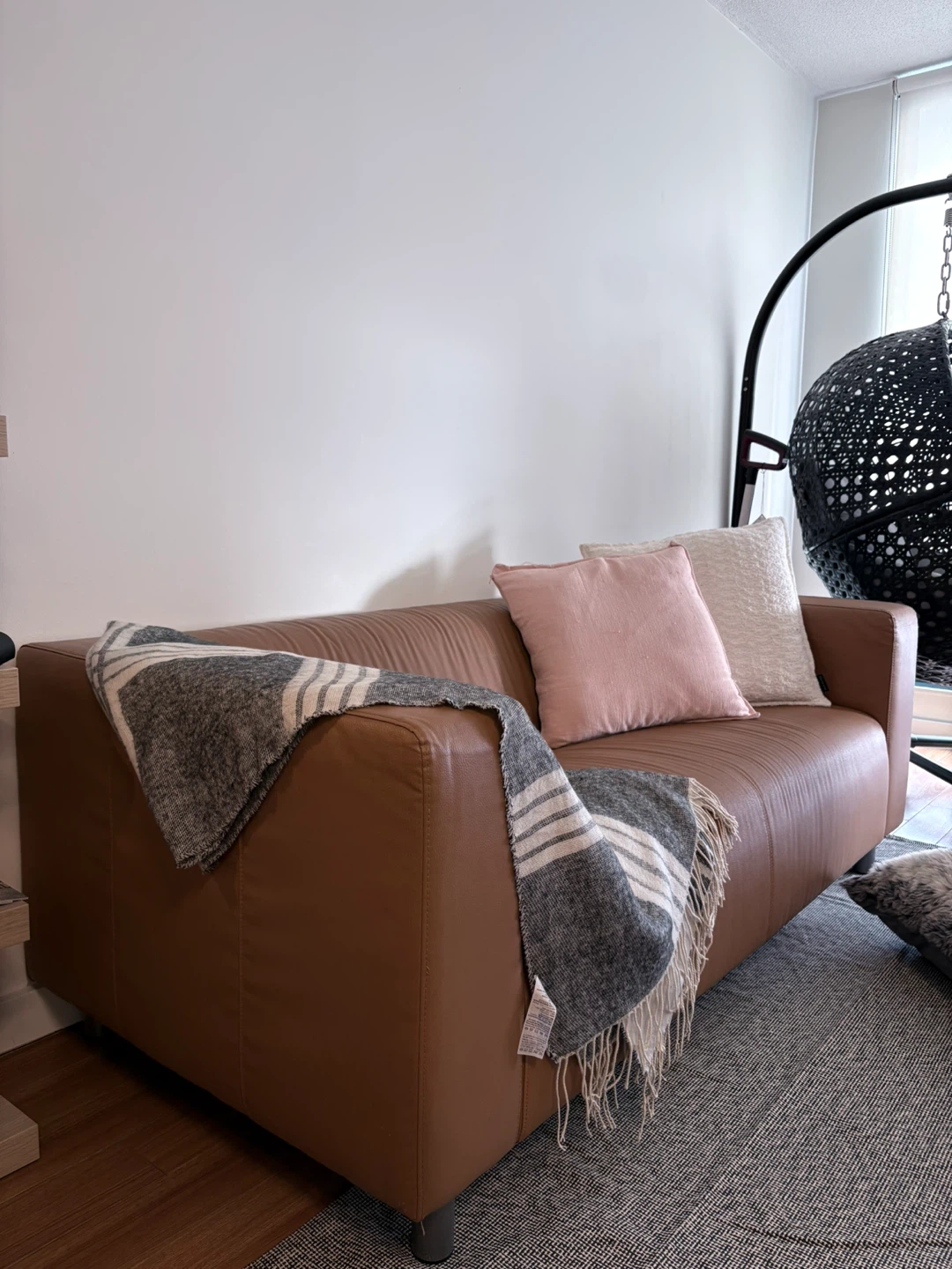 Tan Faux Leather Sofa - photo 3