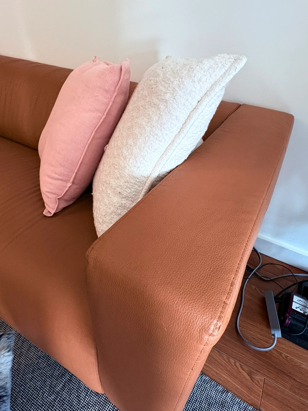 Tan Faux Leather Sofa - photo 4