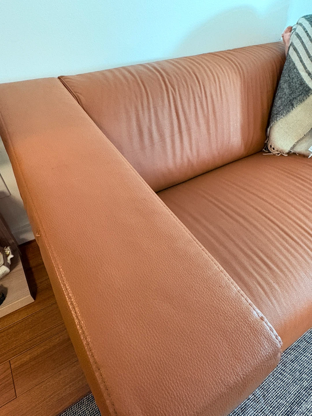 Tan Faux Leather Sofa - photo 5