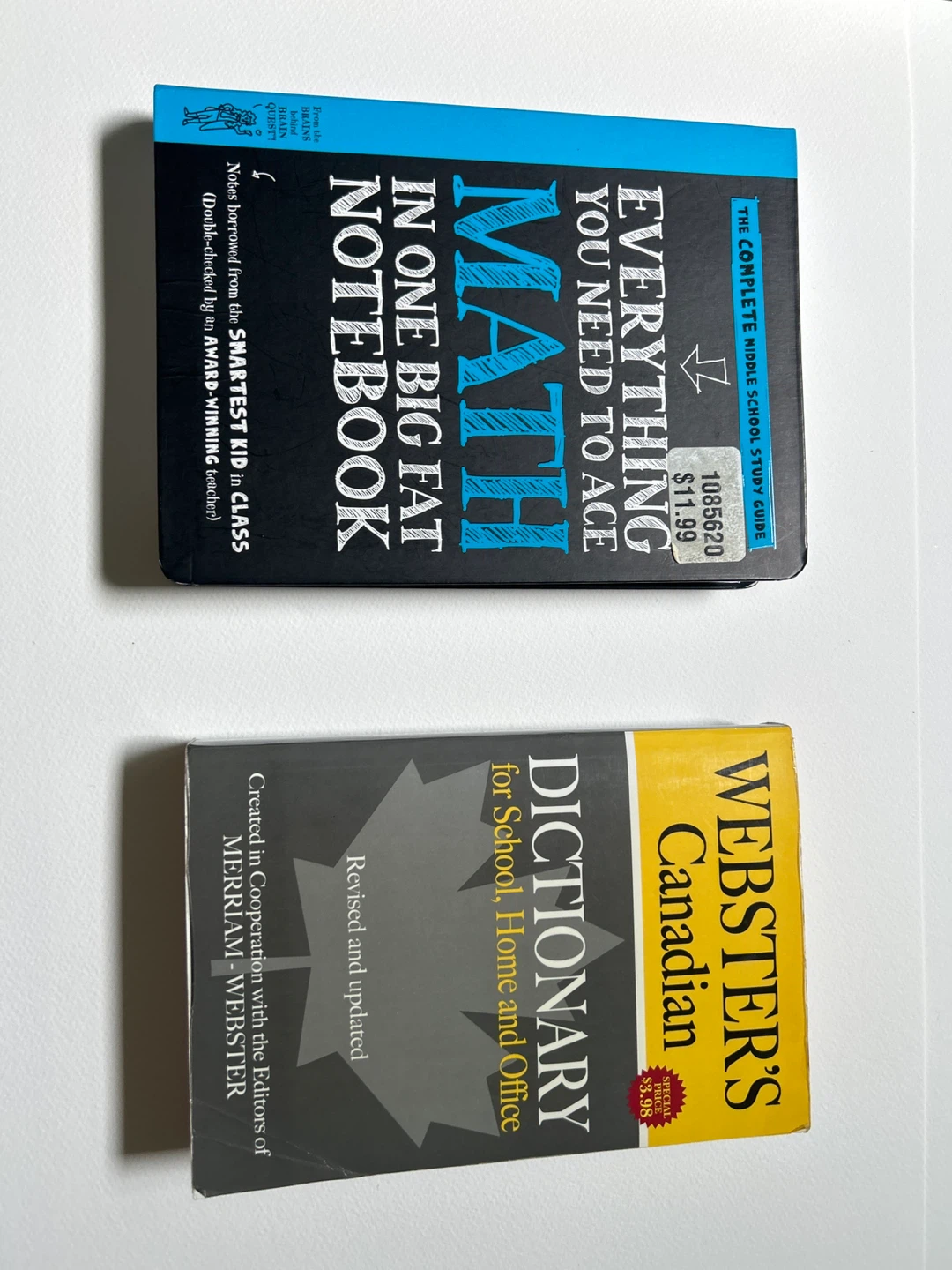 SUMMER DEAL: Middle School Math Workbook + Webster's Dictionary