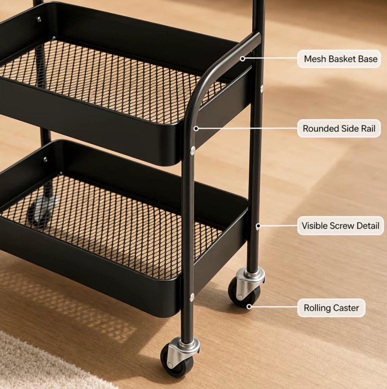 3-Tier Rolling Storage Cart with wood top (BRAND NEW IN BOX) - photo 4