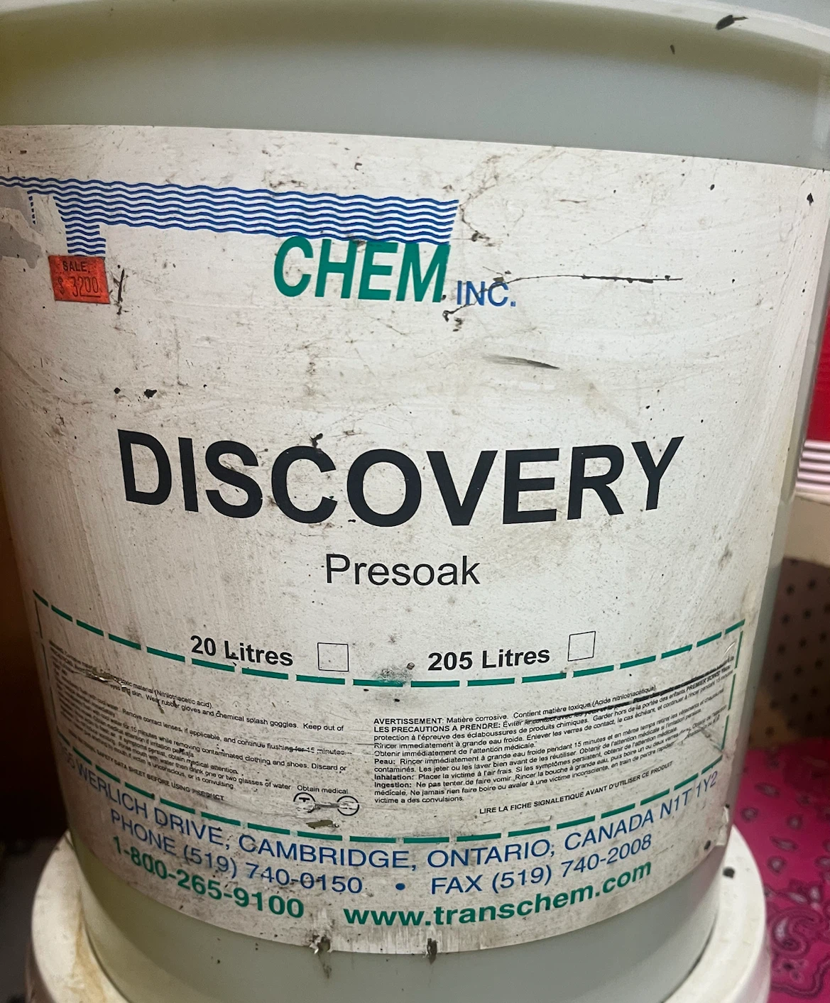 CHEM INC. Discovery Presoak 205 Litres