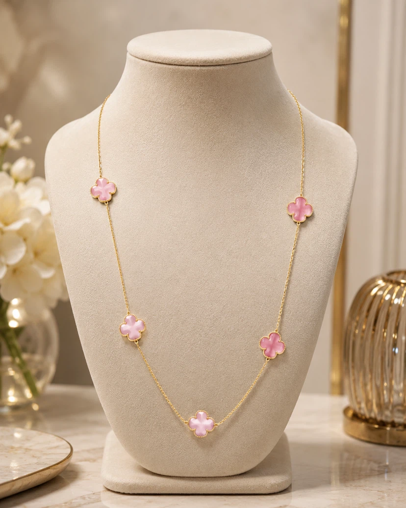 Pink Van cleef style Charm Necklace - photo 2