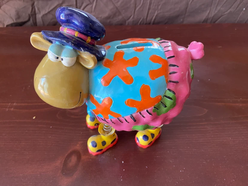 Funky Sheep Piggy Bank with Spring Legs
