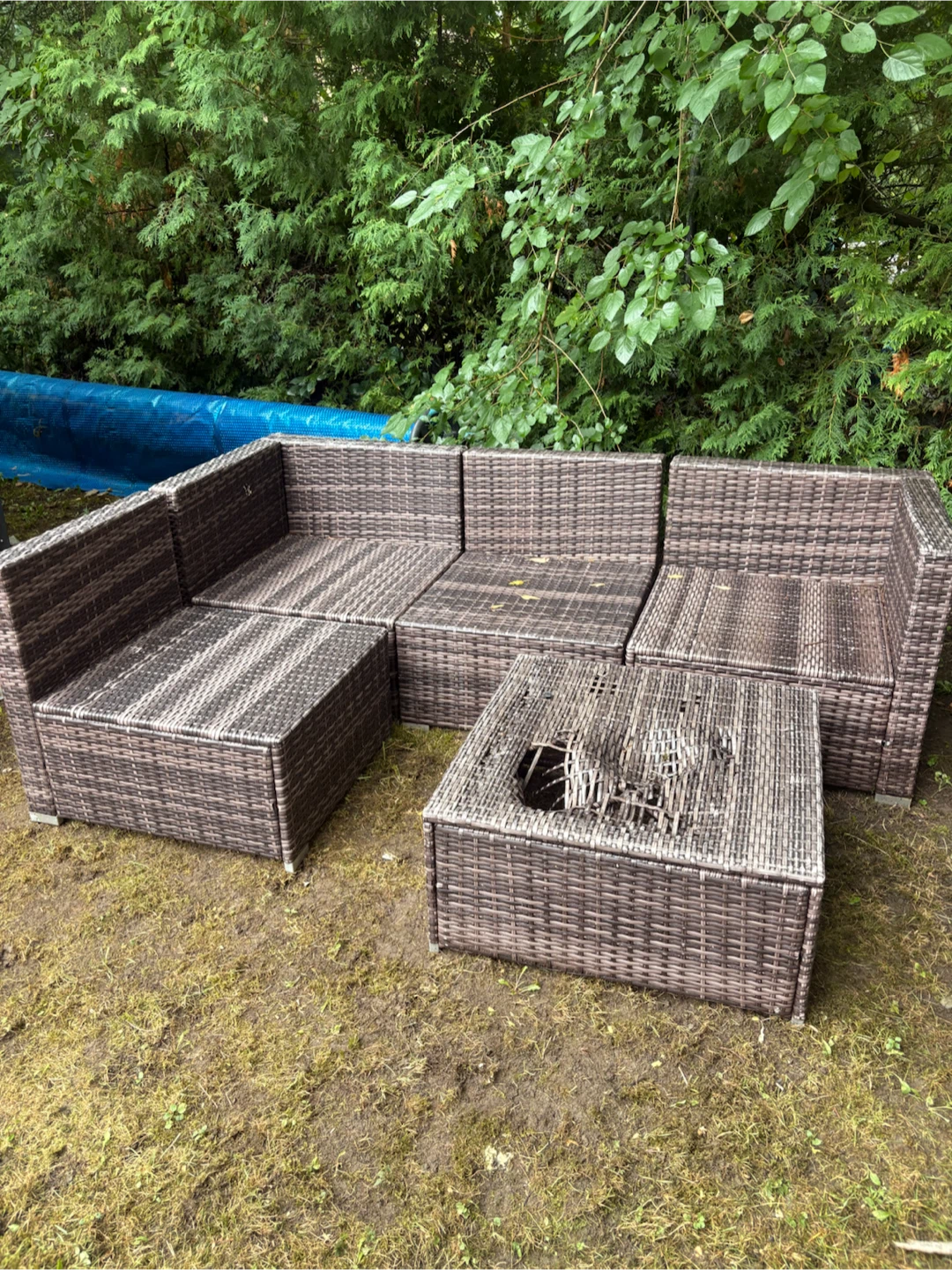 Rattan Sectional Sofa Set with Coffee Table - photo 4