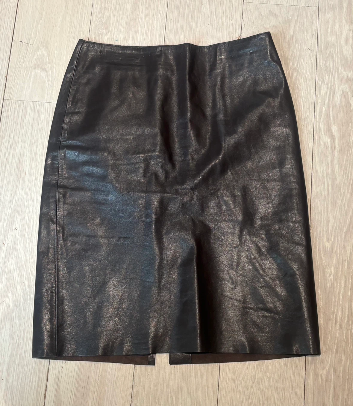 Theory Women's Dark Brown Leather Skirt Size 2 Bergdorf Goodman