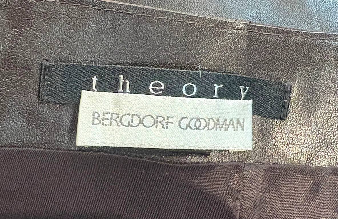 Theory Women's Dark Brown Leather Skirt Size 2 Bergdorf Goodman - photo 2