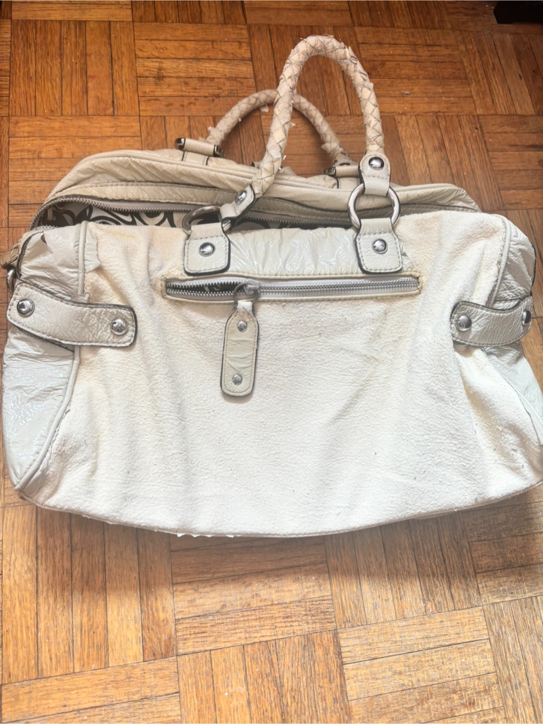 Guess Cream Ruched Satchel Handbag - photo 2