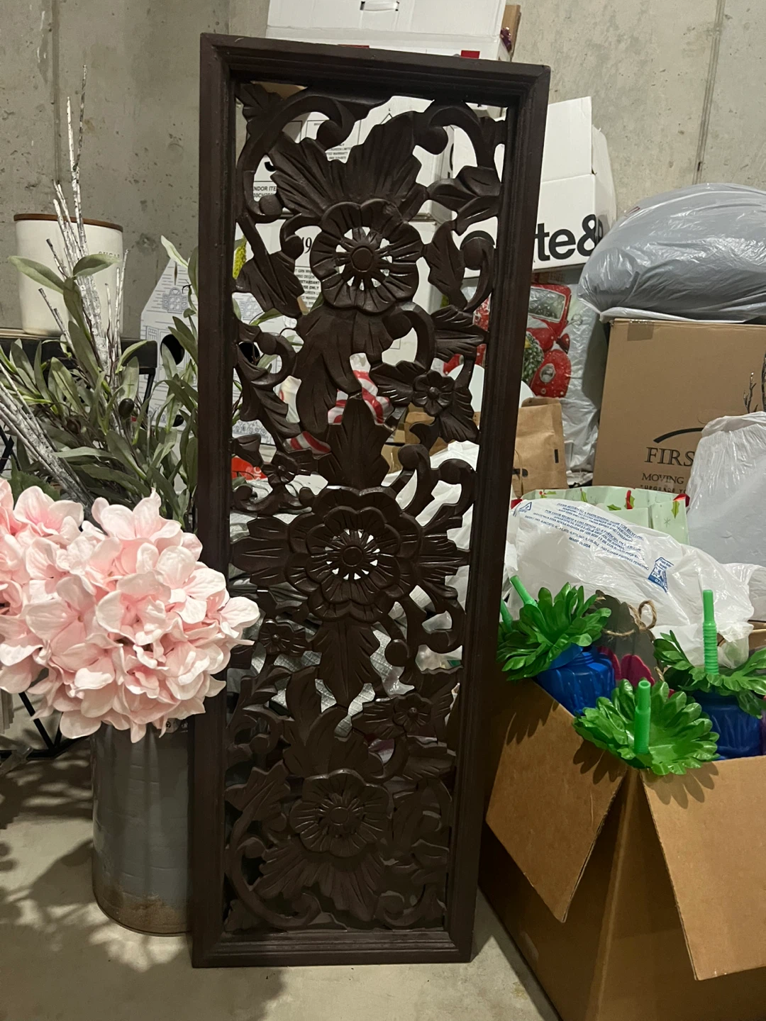 Ornate Floral Wood Carving Wall Panel
