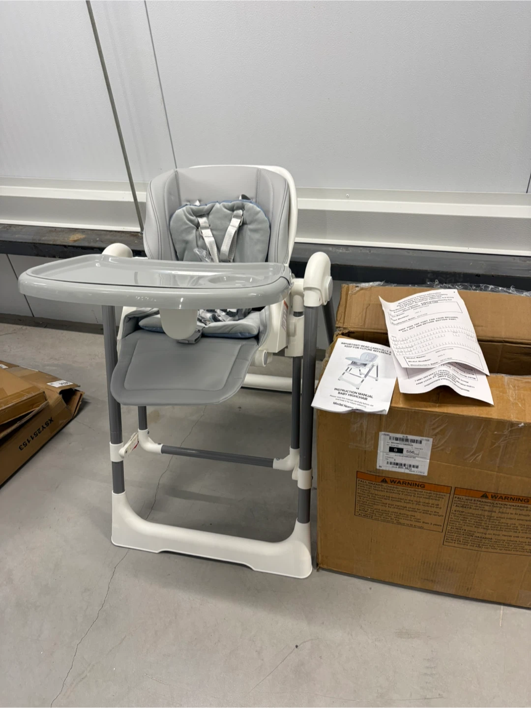 Baby Highchair in Gray and White