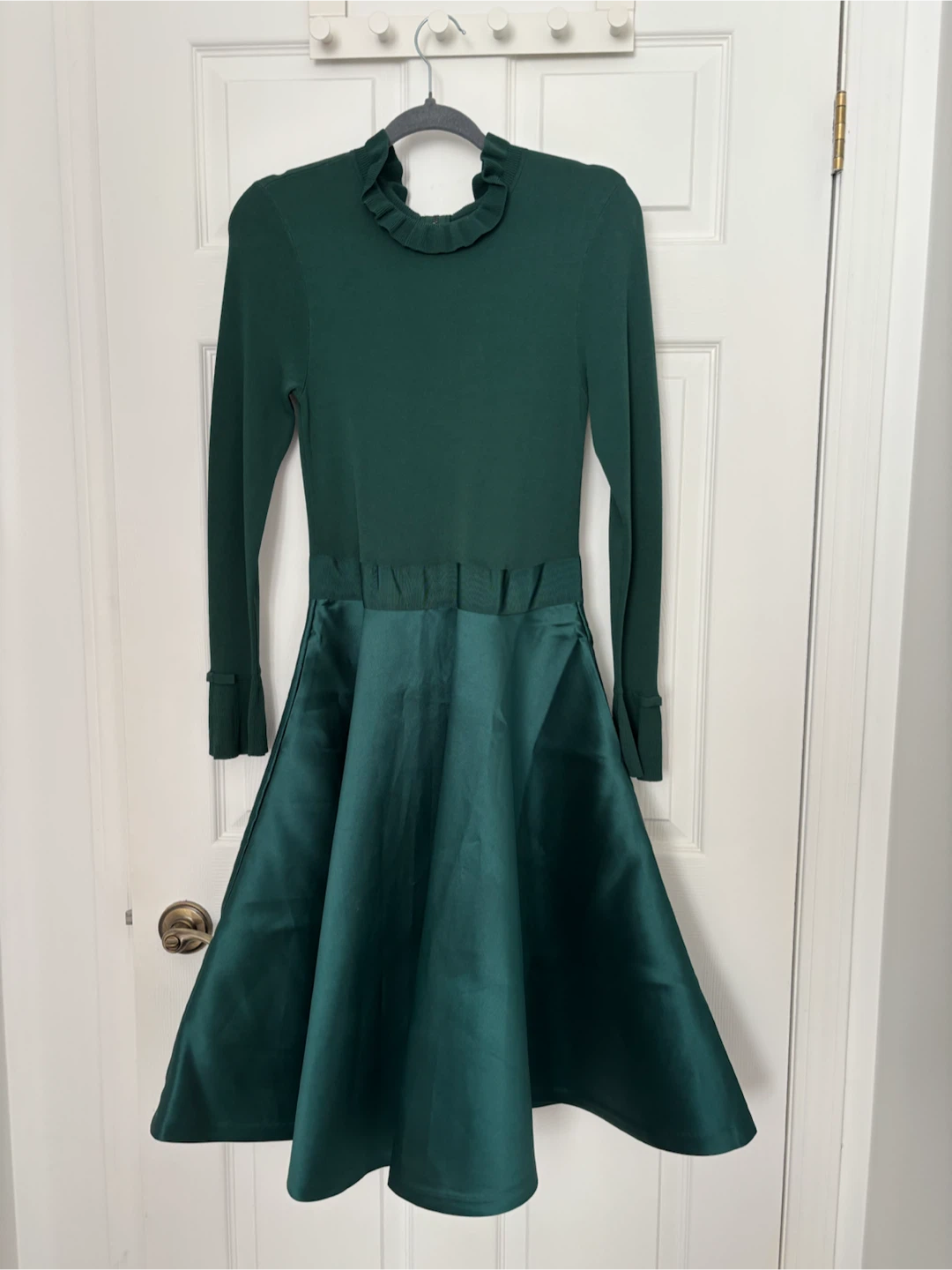Ted Baker Green Knit and Satin Dress