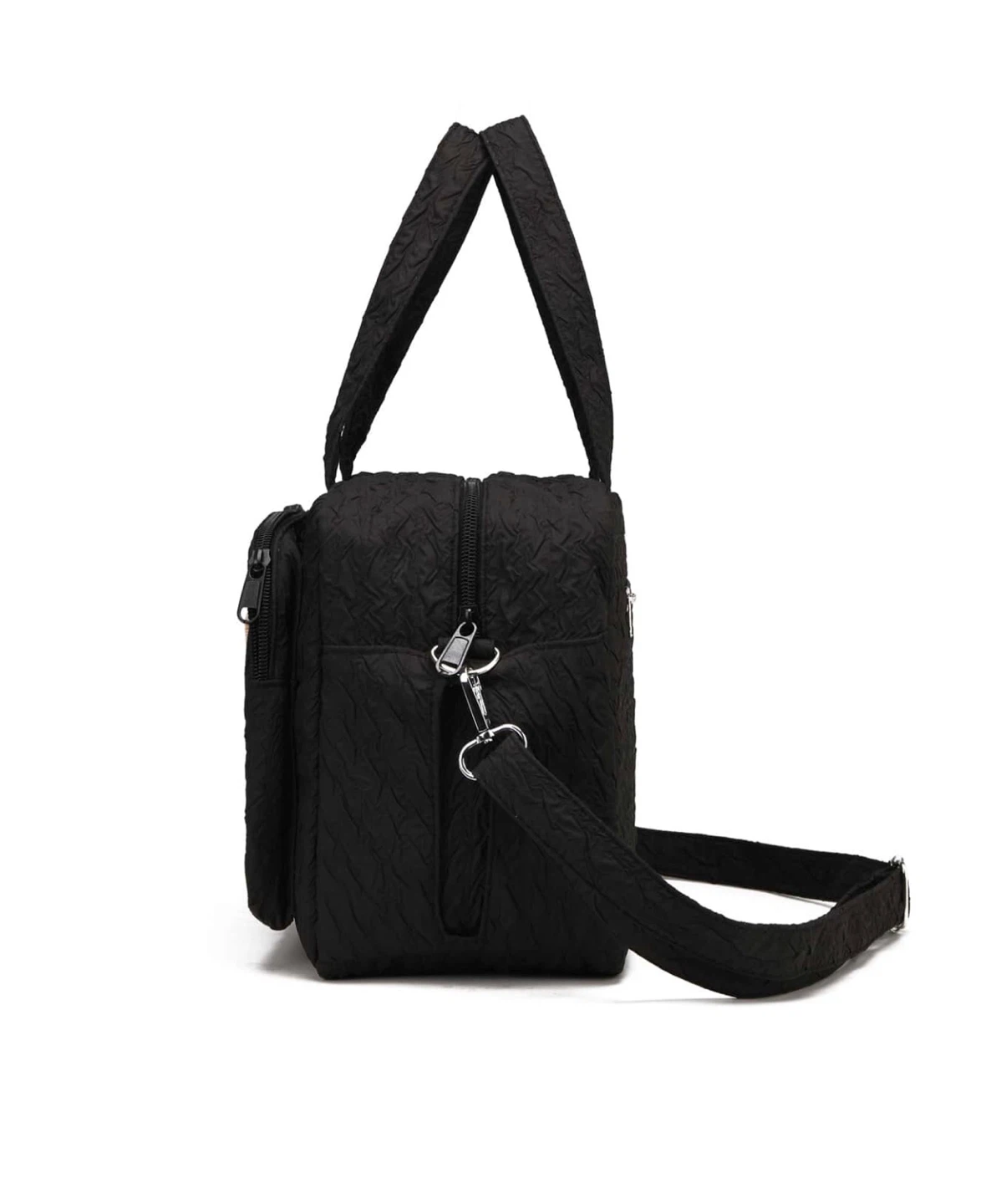 Black Textured Square Bag with Bear Patch - photo 4