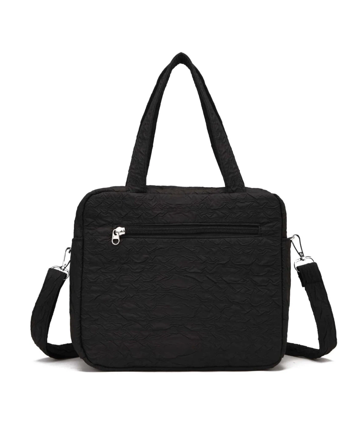 Black Textured Square Bag with Bear Patch - photo 5