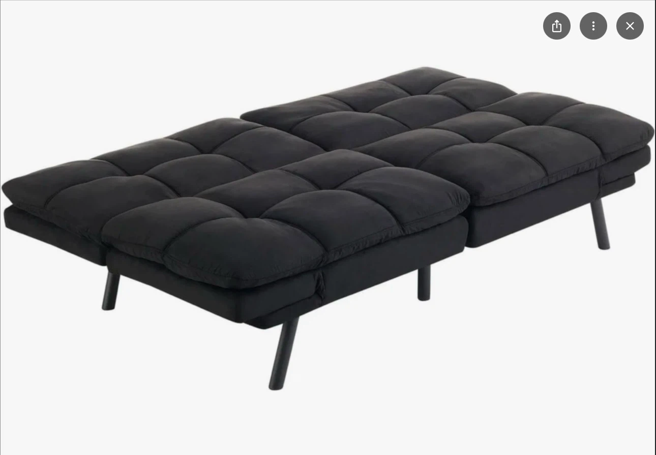 Black Futon Sofa Bed + Cover