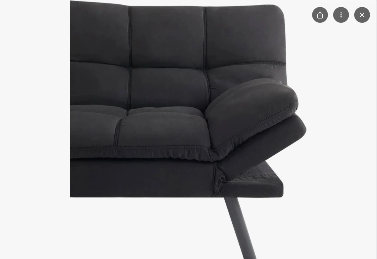 Black Futon Sofa Bed + Cover - photo 2