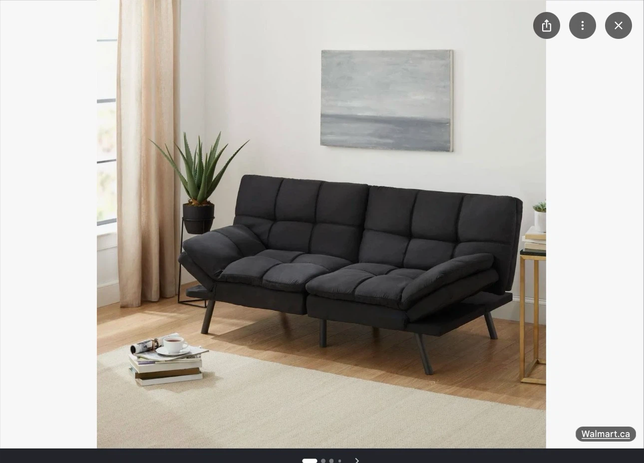 Black Futon Sofa Bed + Cover - photo 3