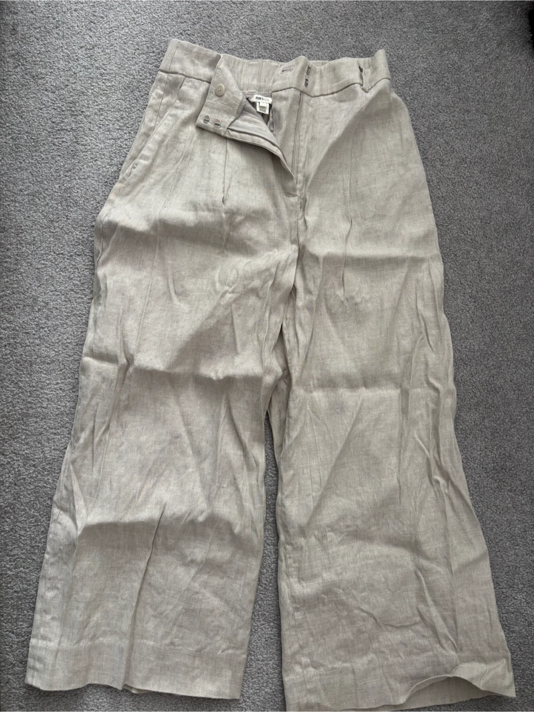 RW&CO. Beige Linen Wide-Leg Trousers