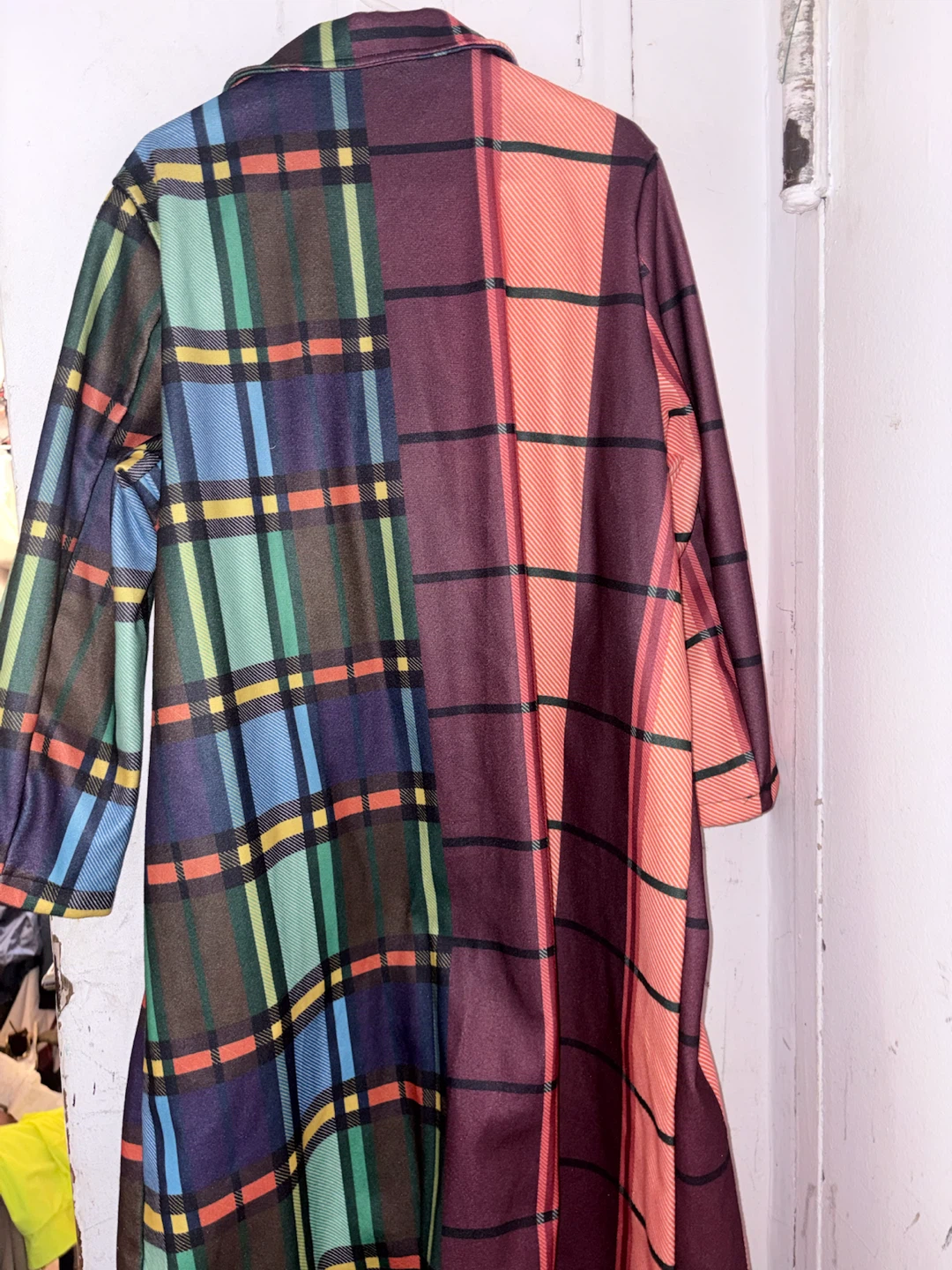 Colorblock Plaid Blazer