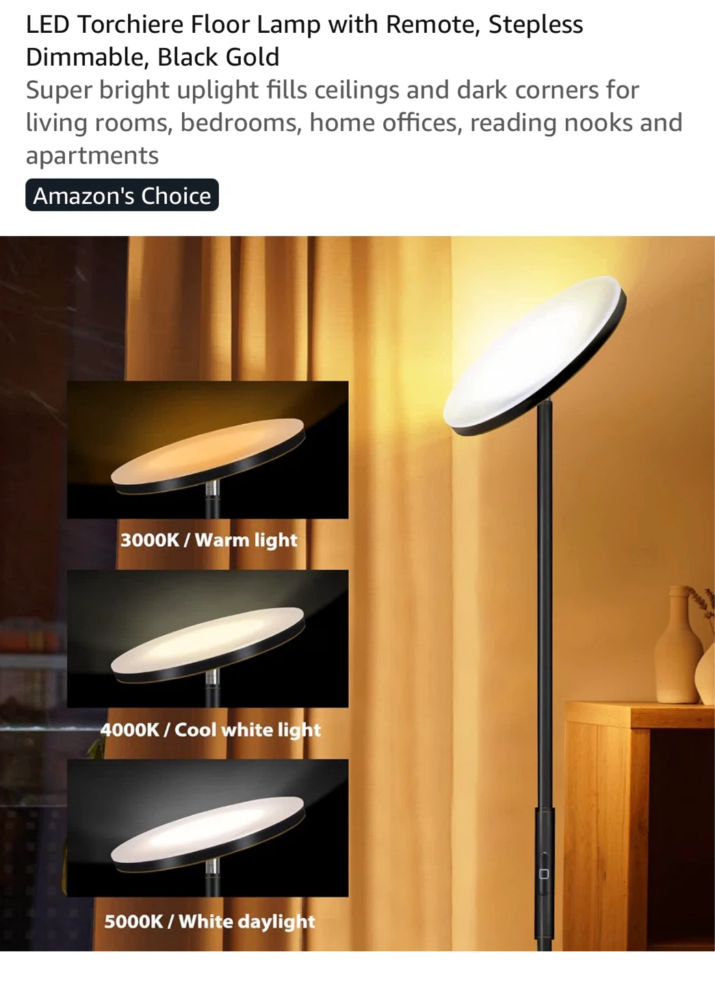 LED Floor Lamp (changeable lighting and dimming) with Remote