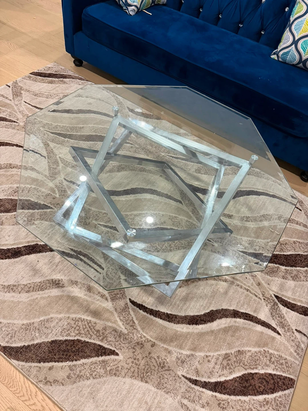 Glass Coffee Table with Metal Base - photo 2
