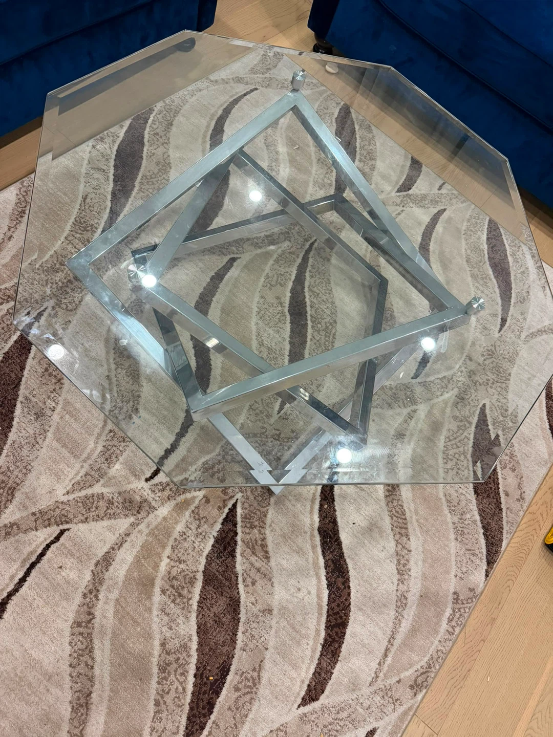 Glass Coffee Table with Metal Base - photo 3
