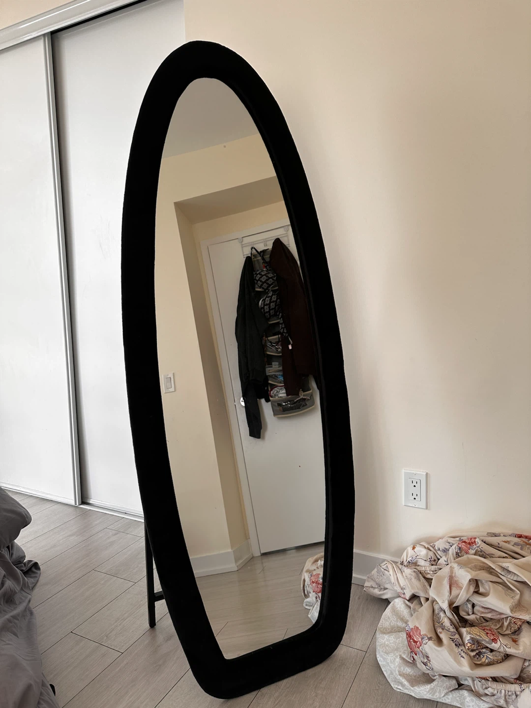 Oval Full Length Mirror with Black Velvet Frame