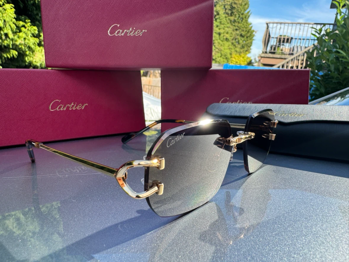 Cartier Rimless Sunglasses Gold Brown Gradient