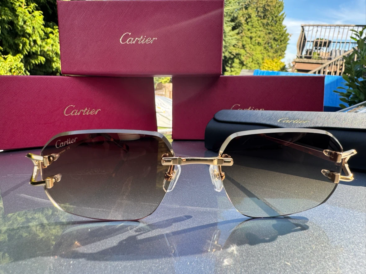 Cartier Rimless Sunglasses Gold Brown Gradient - photo 2
