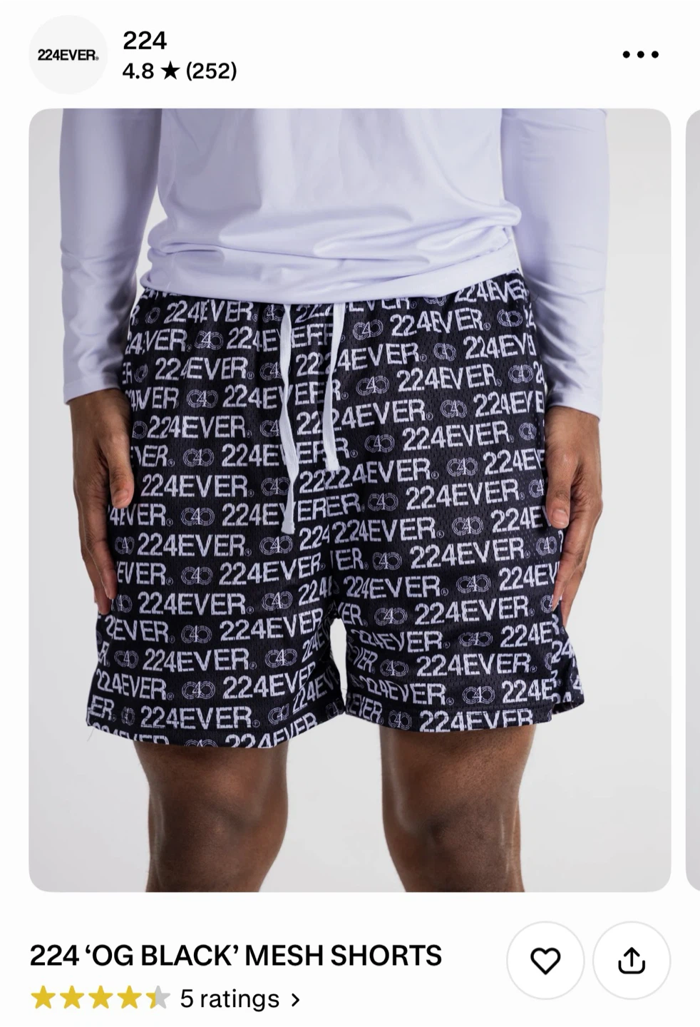 224 'OG Black' Mesh Shorts