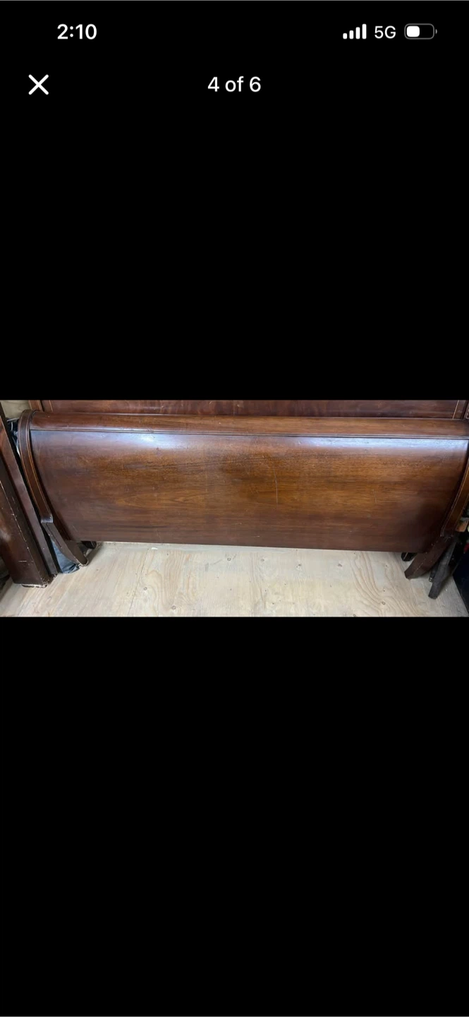 Antique Wooden Sleigh Bed Frame - photo 2