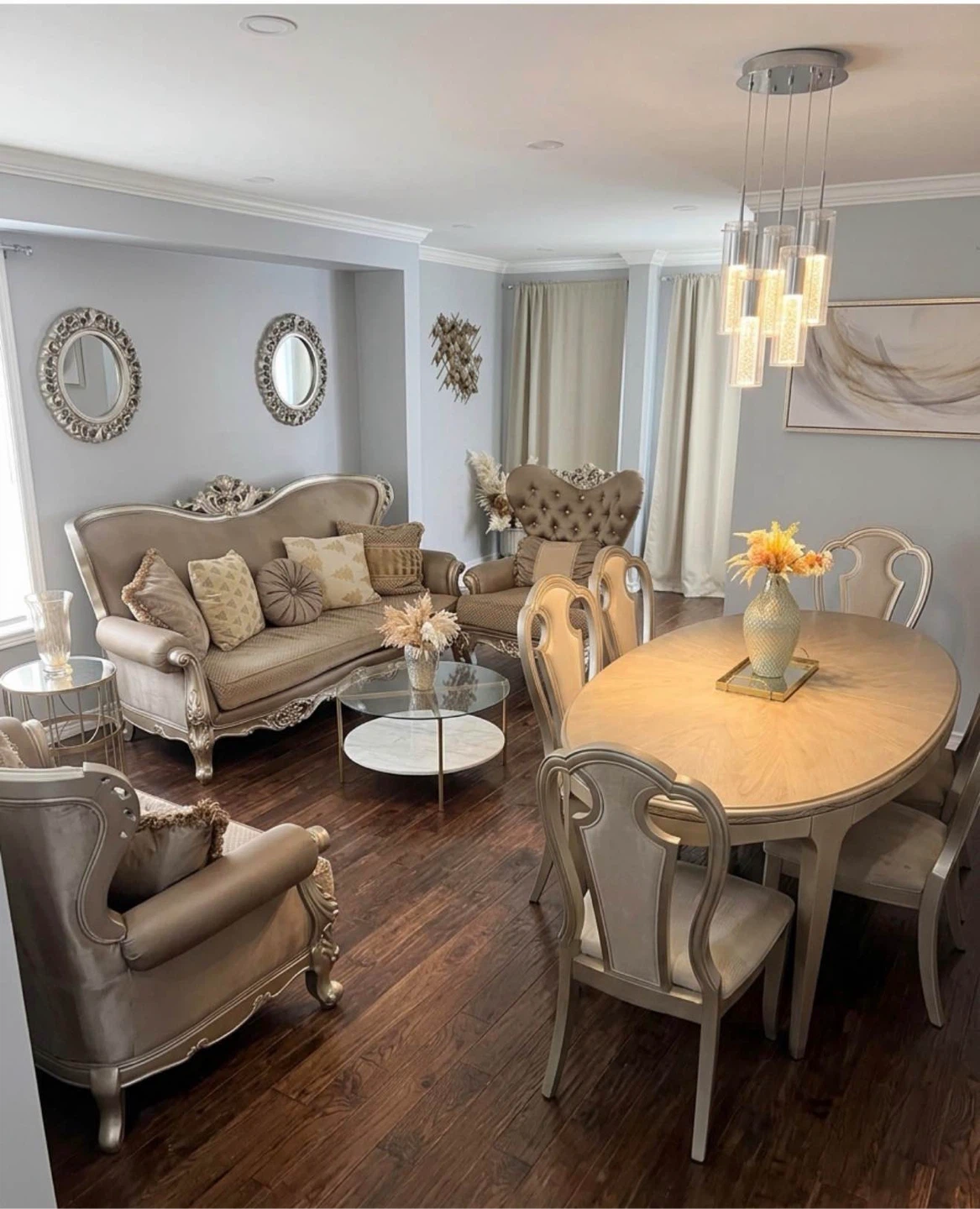 Traditional dining set with table and chairs
