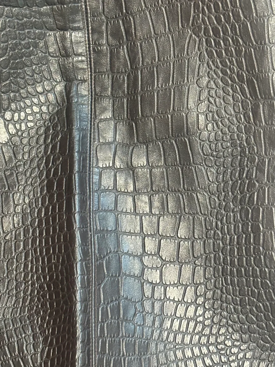 illia Bergdorf Goodman Brown Croc Embossed Leather Skirt Size 4 - photo 5