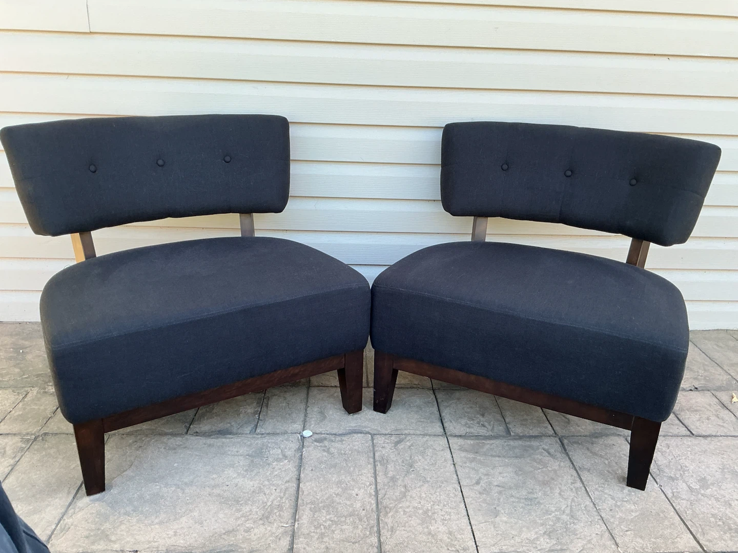 Two dark grey accent chairs
