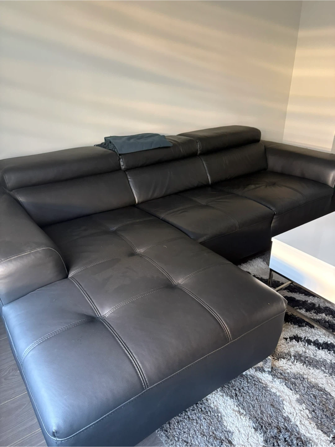 Modern Retro L-shaped leather black couch