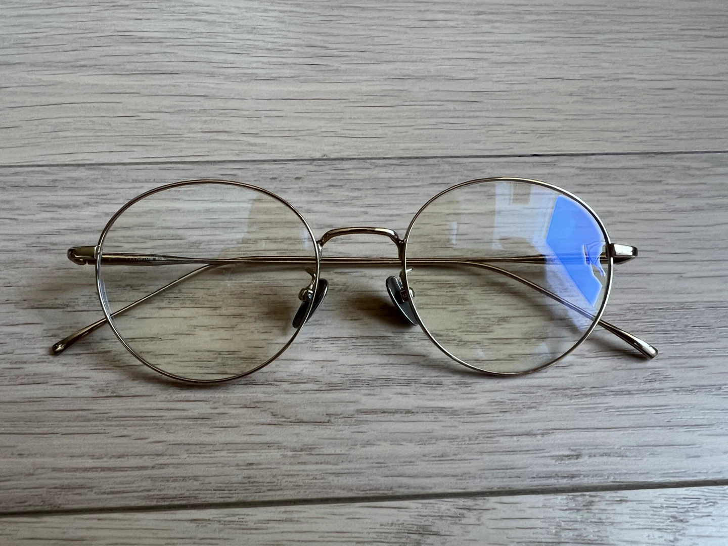 Gold Tone Titanium Round Frame Glasses - photo 3