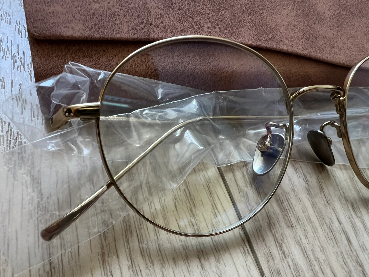 Gold Tone Titanium Round Frame Glasses - photo 2