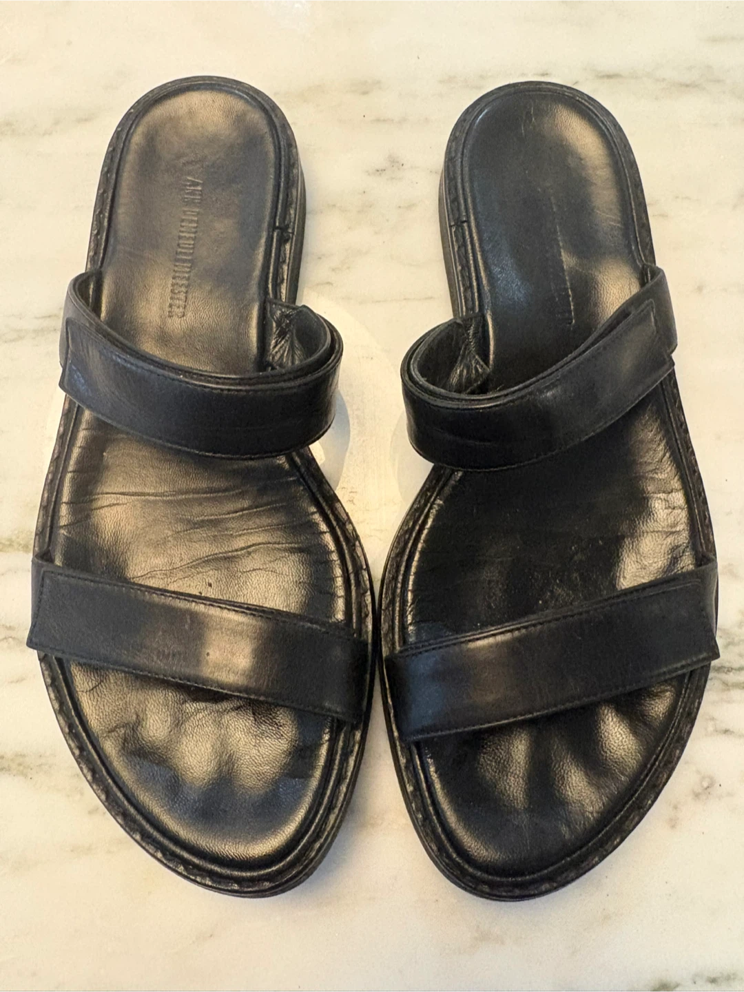 Ann Demeulemeester black leather sandals
