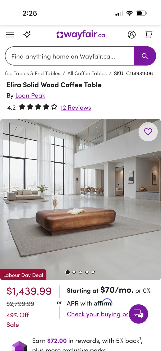 Solid Wood Coffee Table - photo 5