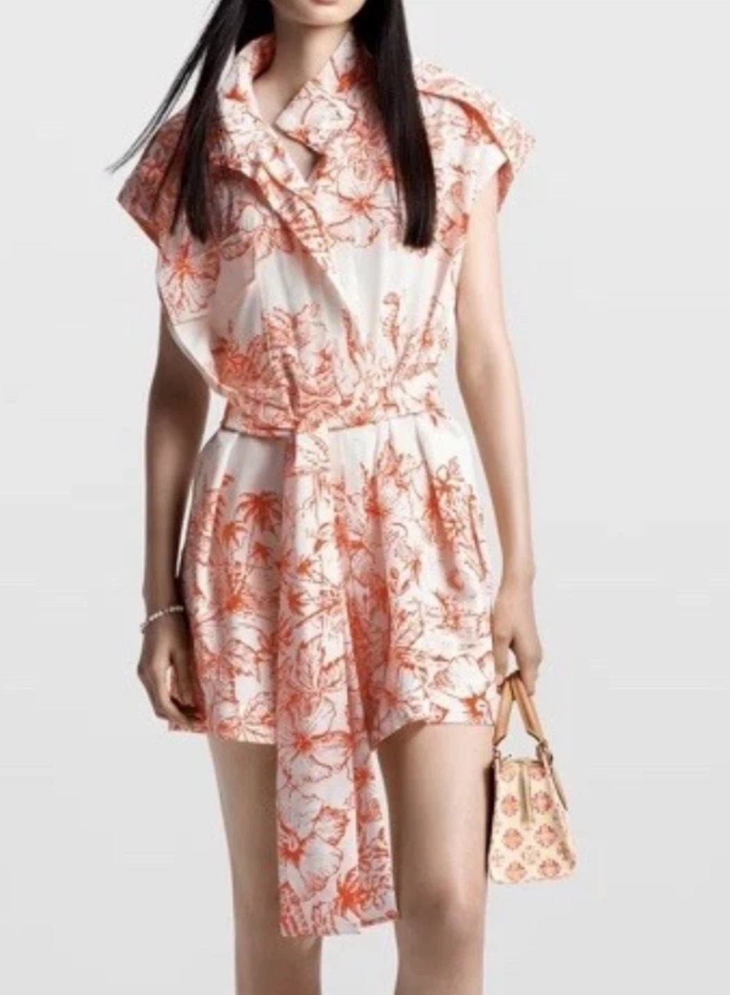 Tropical Floral Shirt Dress - Orange w tags Louis V inspo