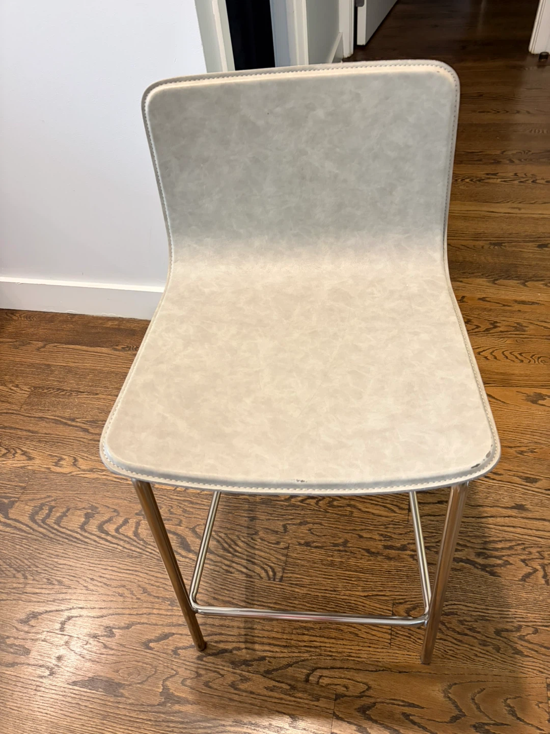 Modern Light Gray Faux Leather Bar Stool