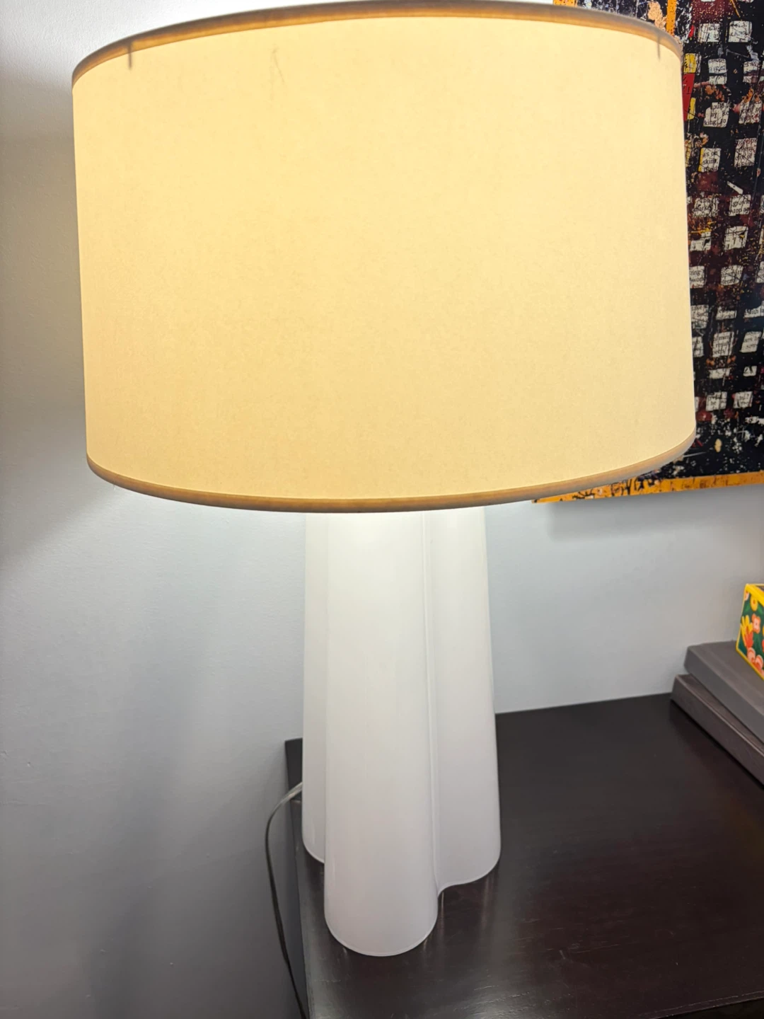 Robert Abbey Wavy White Table Lamp with Fabric Shade