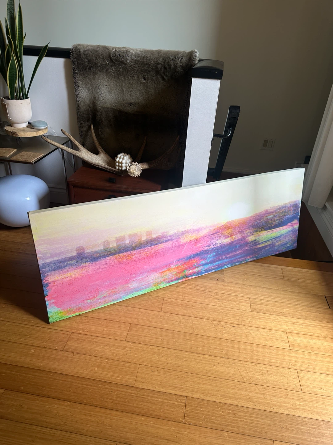LARGE XL CITYSCAPE SUNSET ABSTRACT PAINTING CANVAS ART PRINT - photo 3