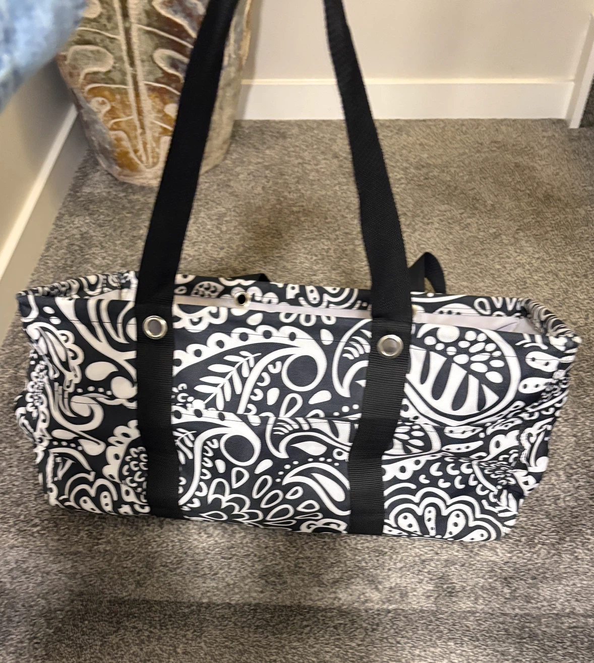 Black and White Paisley Tote Bag