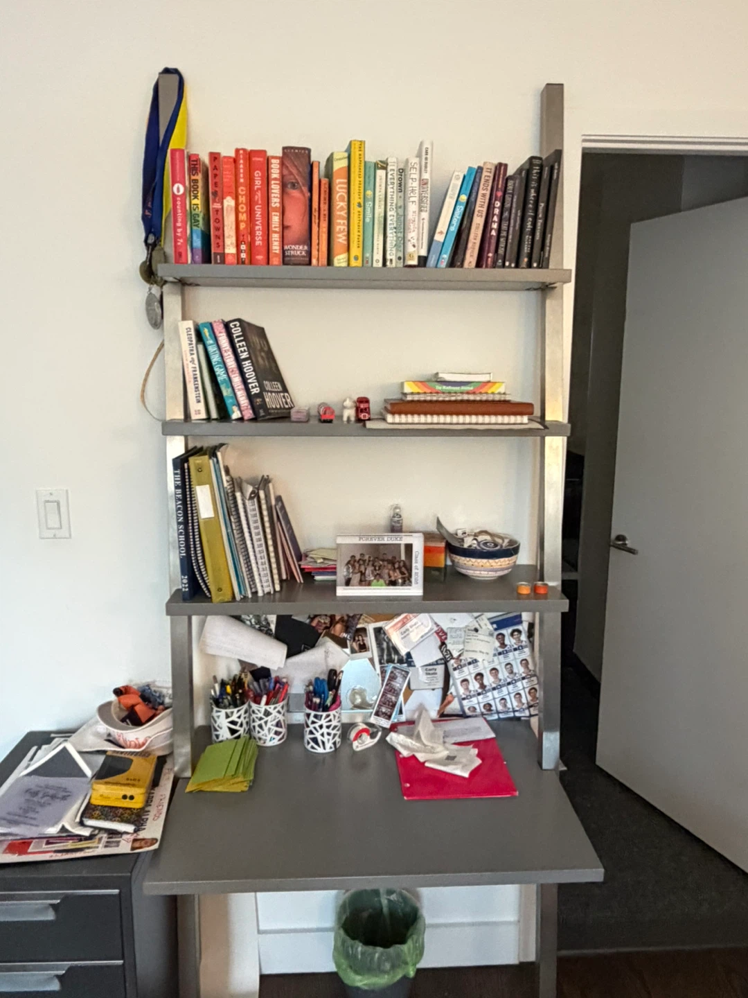 Metal Wall-Mounted Desk and Shelving Unit