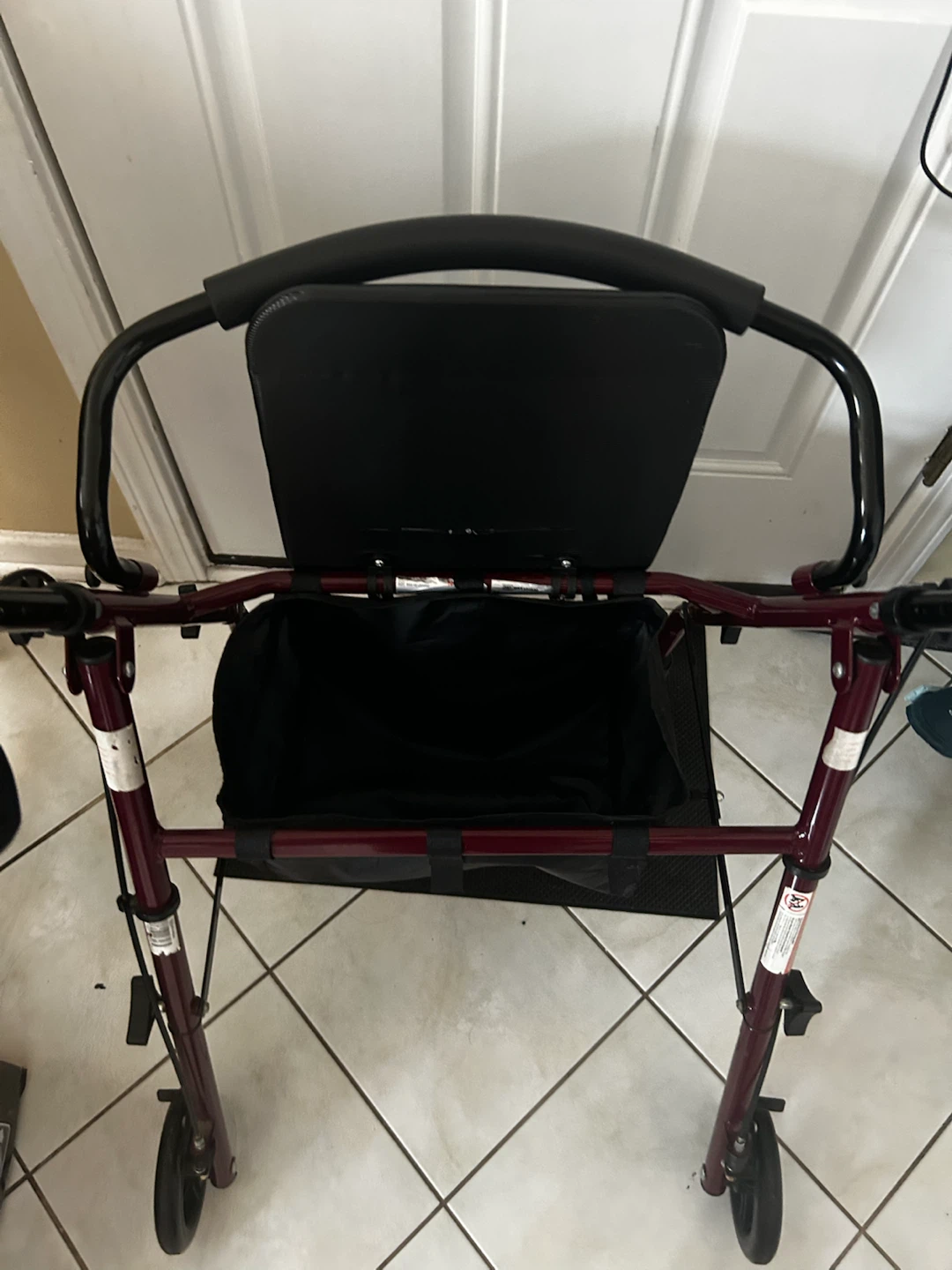 Red Rollator Walker with Seat and Bag - photo 2