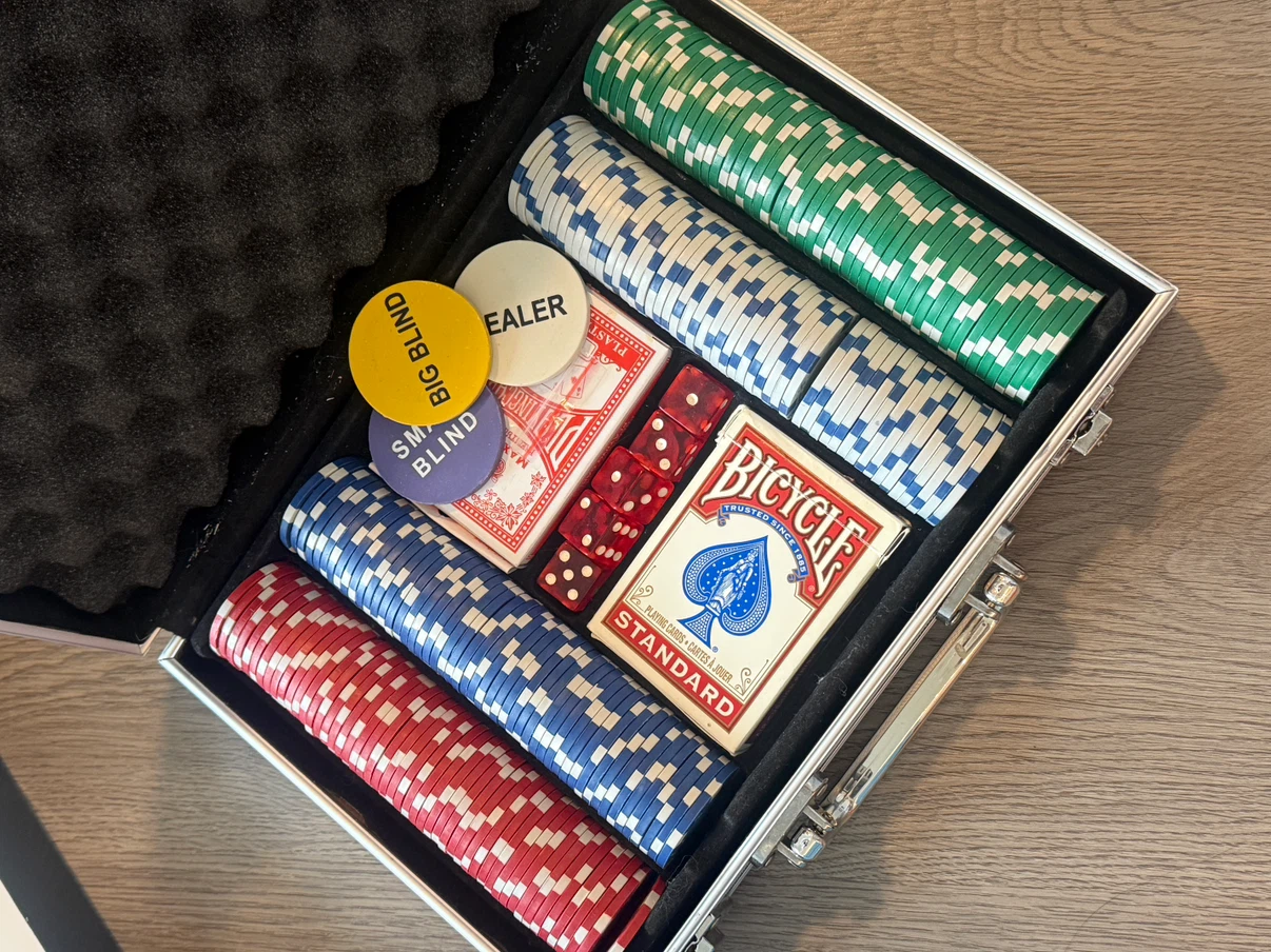 Poker Chip Set with Bicycle Playing Cards