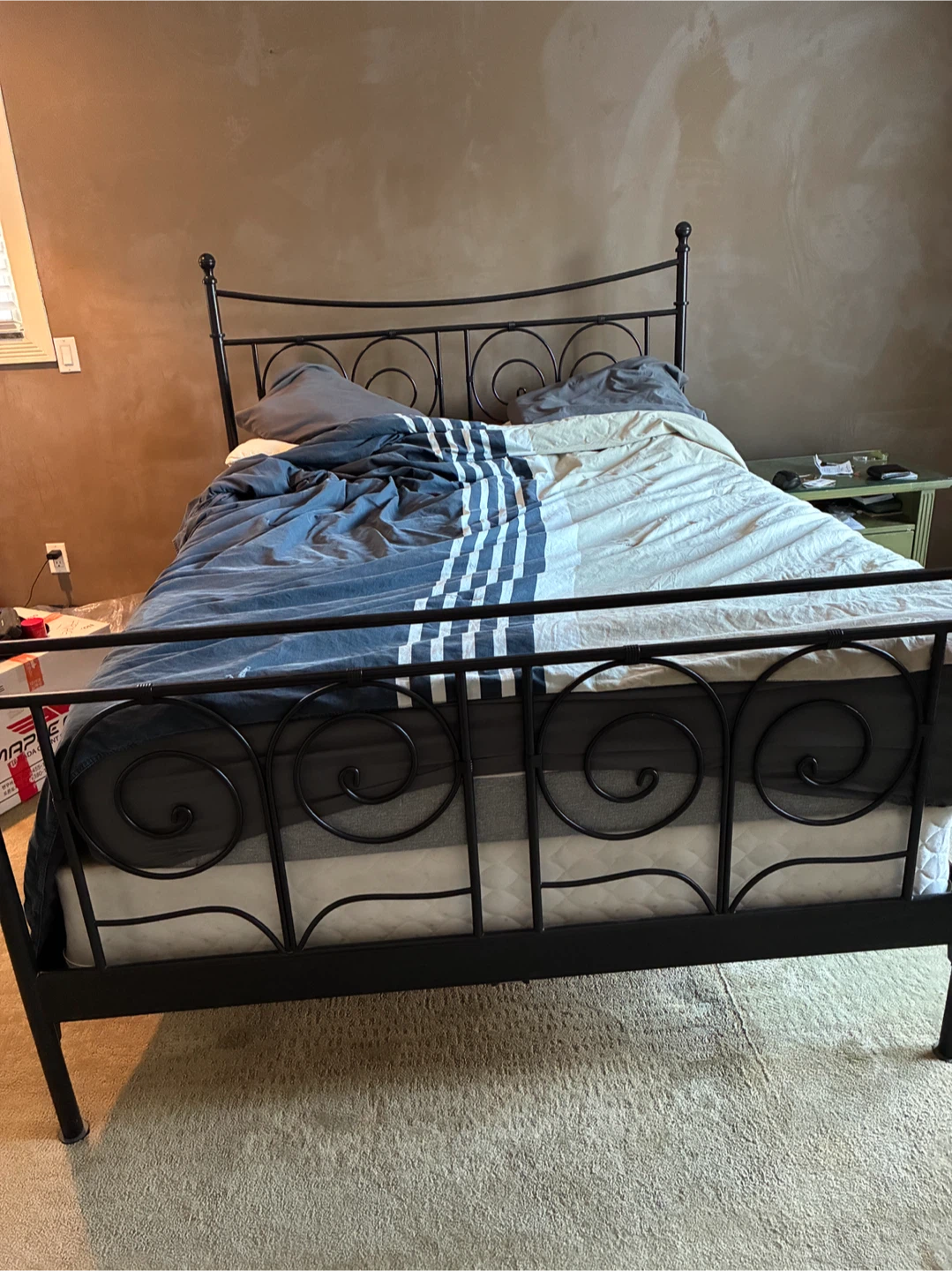 black metal bed frame (queen bed sized)