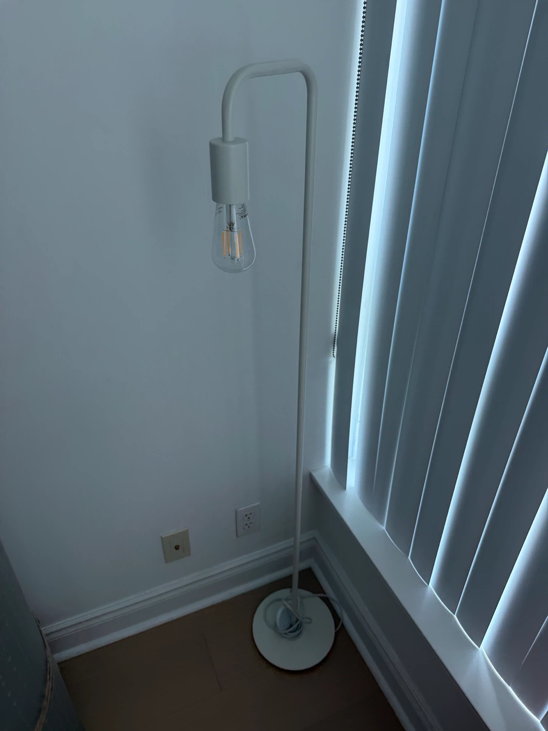 White Floor Lamp with Edison Bulb